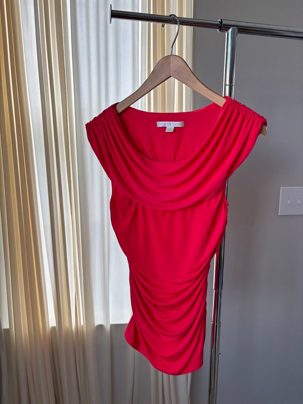 Boston Proper Fold Over Top Small Slinky Knit Ruched Maximalist 90s Glam Siren